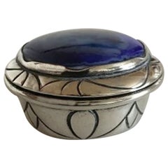 Royal Copenhagen Valdemar Engelhart Porcelain Mounted in a Silver Pill Box