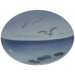 Royal Copenhagen Art Nouveau Plate with Seagulls and Seascape No 1138