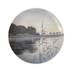 Royal Copenhagen Art Nouveau Wall Plate with Lake Motif No 1303/1125