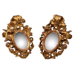 Pair of Decorative Mirrors, Carved and Gilded Wood, 19th Century