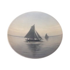 Royal Copenhagen Art Nouveau Wall Plate with Ship No 579/1122