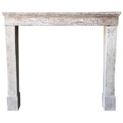 Beautiful Antique Rustic Fireplace of French Limestone in Campagnarde Style