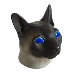 Royal Copenhagen Aluminia Stoneware Figurine of Cat Head by Jeanne Grut No 2928