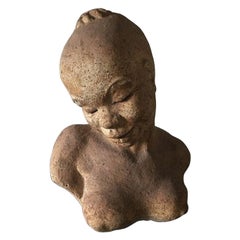 Antique Royal Copenhagen Unique Stoneware Bust of an African Woman by Knud Kyhn 1938