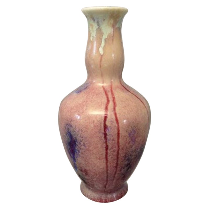 KPM Berlin Art Nouveau Crystalline Glaze Vase Pink For Sale