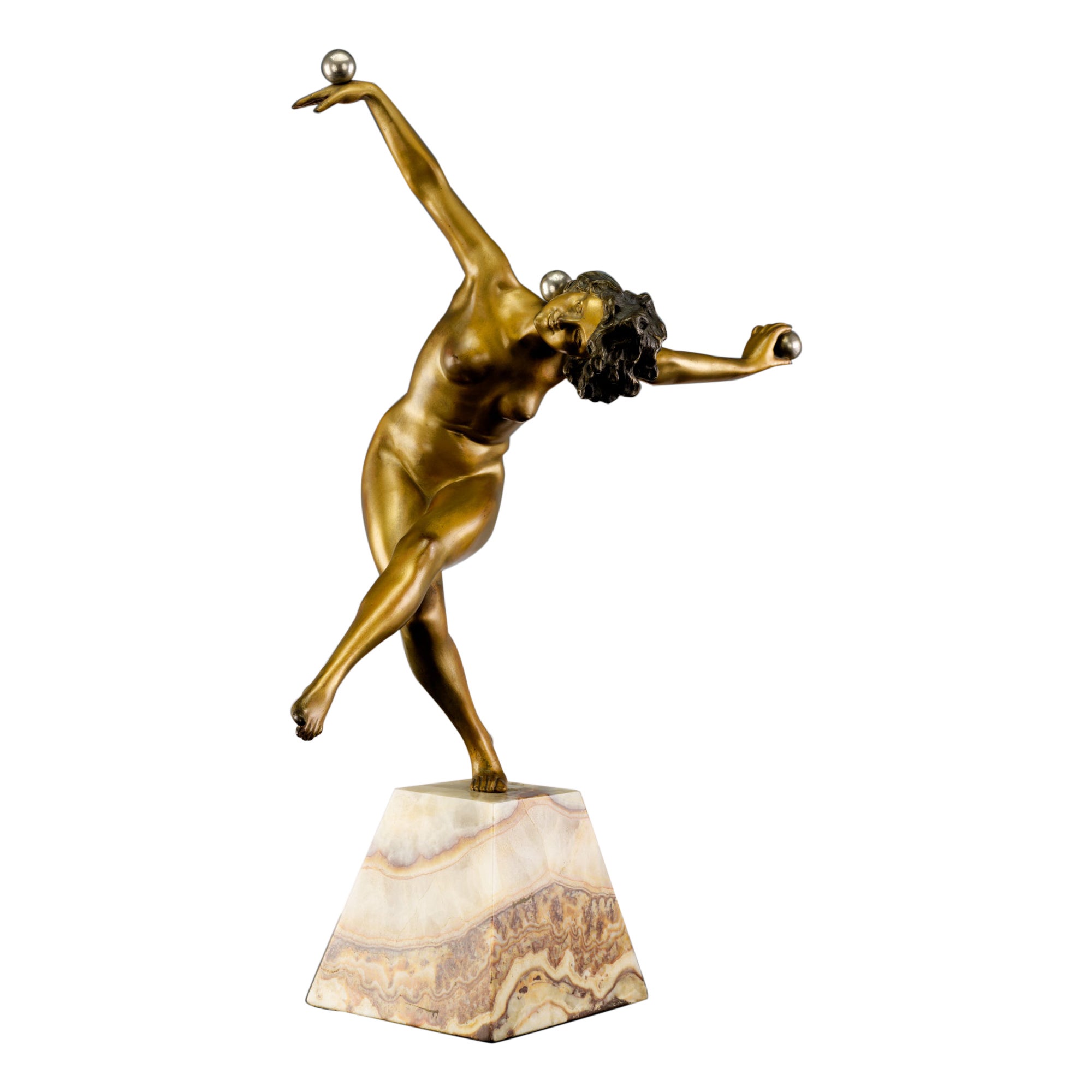 Claire-Jeanne Roberte Colinet, Art Deco Bronze Figurine "Juggler", France For Sale