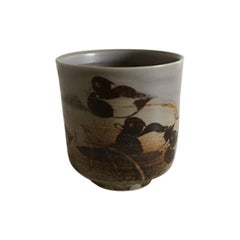 Royal Copenhagen Unique Stoneware Vase by Nils Thorsson with Ducks