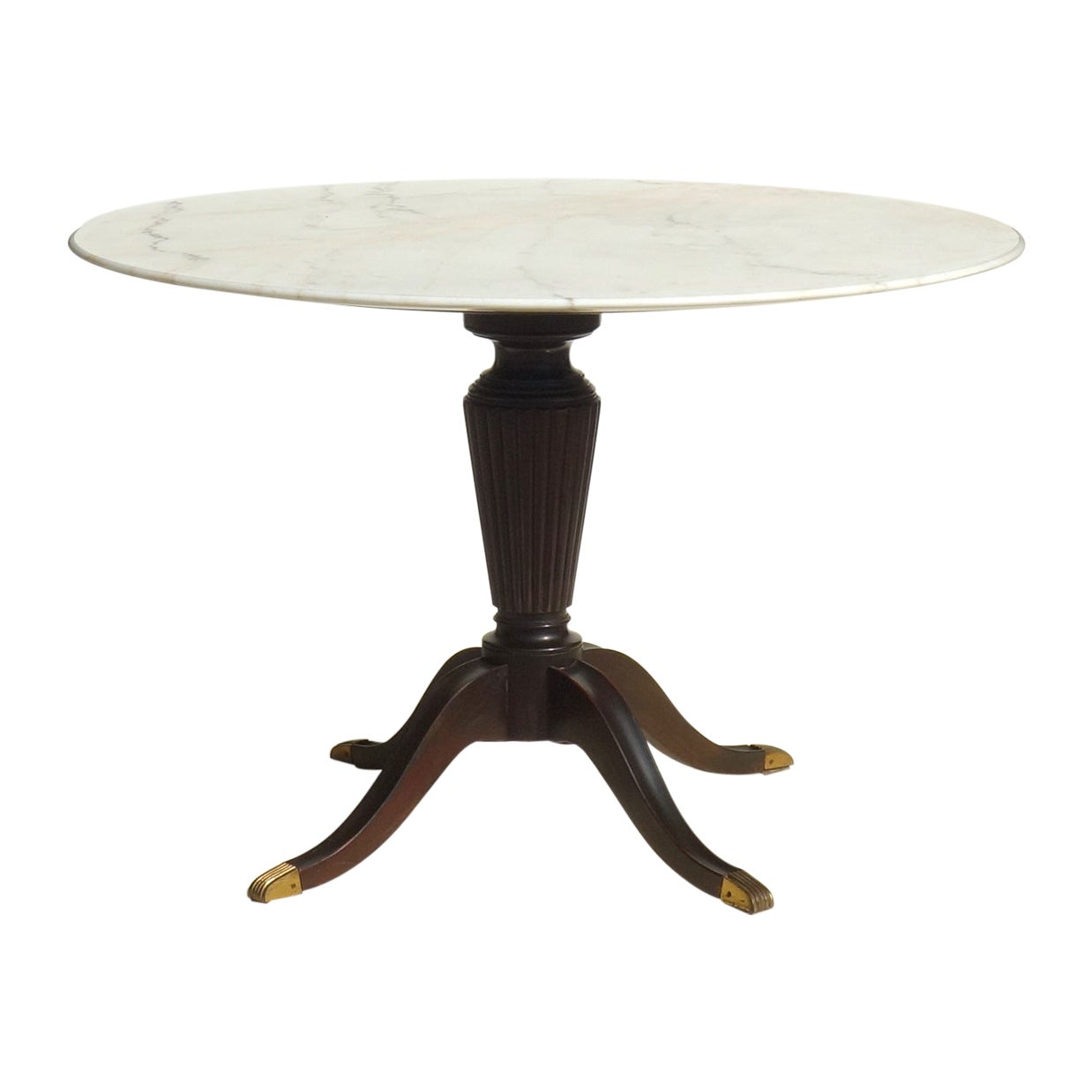 1950 Paolo Buffa Permanente Cantu Midcentury Design Marble Wood Dining Table For Sale