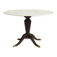 1950 Paolo Buffa Permanente Cantu Midcentury Design Marble Mahogany Dining Table