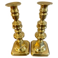 Pair of Antique Victorian Brass Candlesticks 