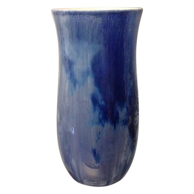 Large Pair of Spectacular French Art Nouveau Crystalline Glaze Blue ...