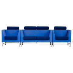 Blue Ettore Sottsass East Side Sofa and Two Lounge Chairs