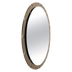 Midcentury Cristal Arte Italian Oval Mirror with Graven Bronzed Frame, 1960s