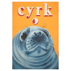 Cyrk Seal Face 1974 Polish Circus Poster, Czerniawski