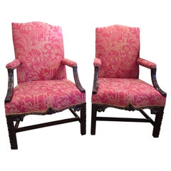 Fine Pair of Late 18th Century Chinese Chippendale Mahogany Armchairs