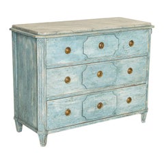 Antique Swedish Chest of Drawers, Painted Blue