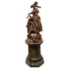 Antique Exceptional 19th Century Bronze Entitled ““Quand Meme” by Mercié and Barbedienne