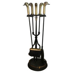 Duck Handle Brass and Iron Fireplace Tools