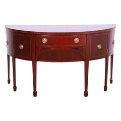 Baker Furniture Federal Inlaid Mahogany Demilune Sideboard, Newly Refinished