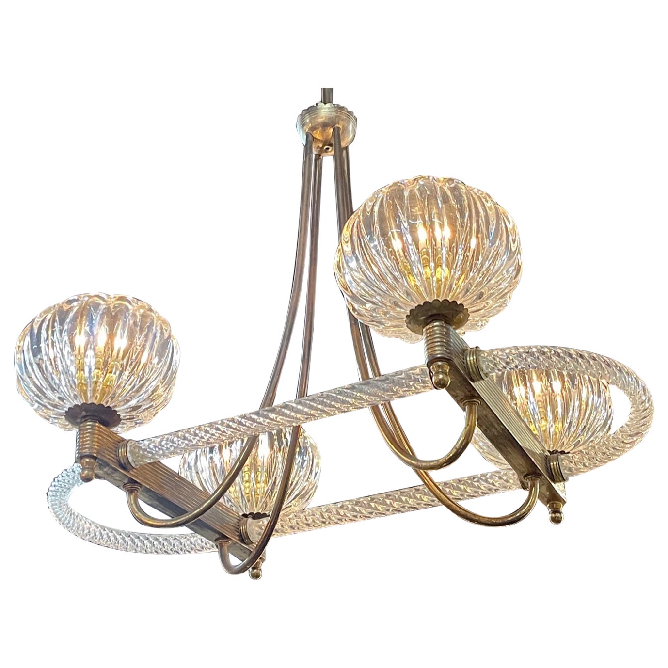 Vintage Italian Murano Barovier and Toso Chandelier  For Sale
