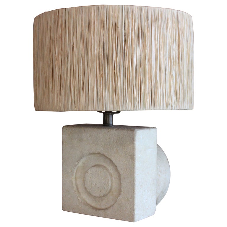 Limestone Table Lamp by Albert Tormos, France, 1970s For Sale