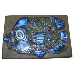 Royal Copenhagen Aluminia Wall Relief with Fish No 164/2912