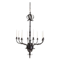 Antique Italian Iron 8-Light Chandelier, Mid-19th Century