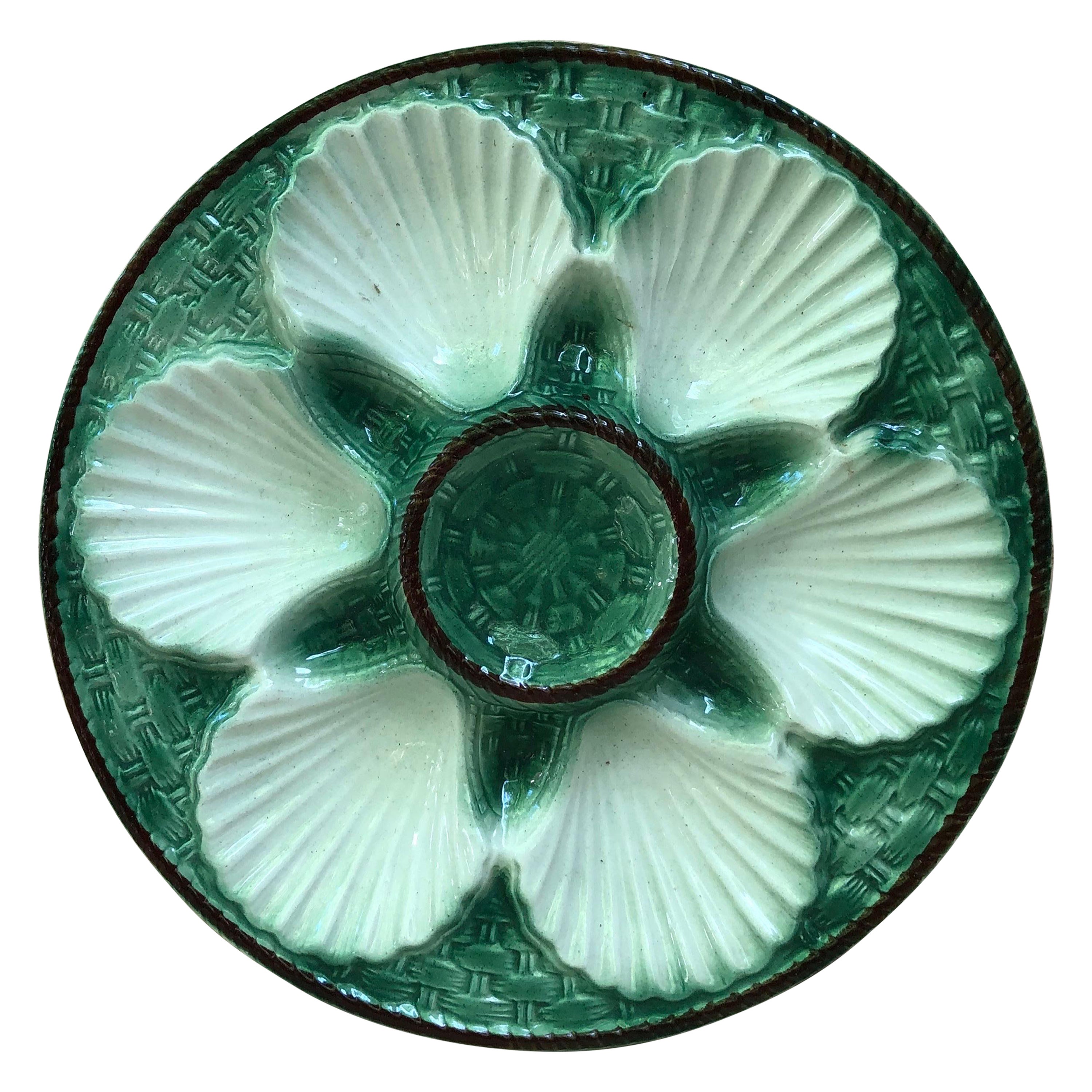 French Majolica Oyster Plate Circa 1930