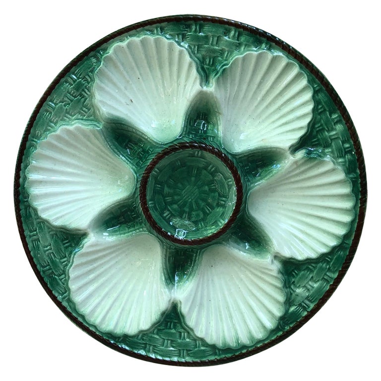 French Majolica Oyster Plate Circa 1930 For Sale
