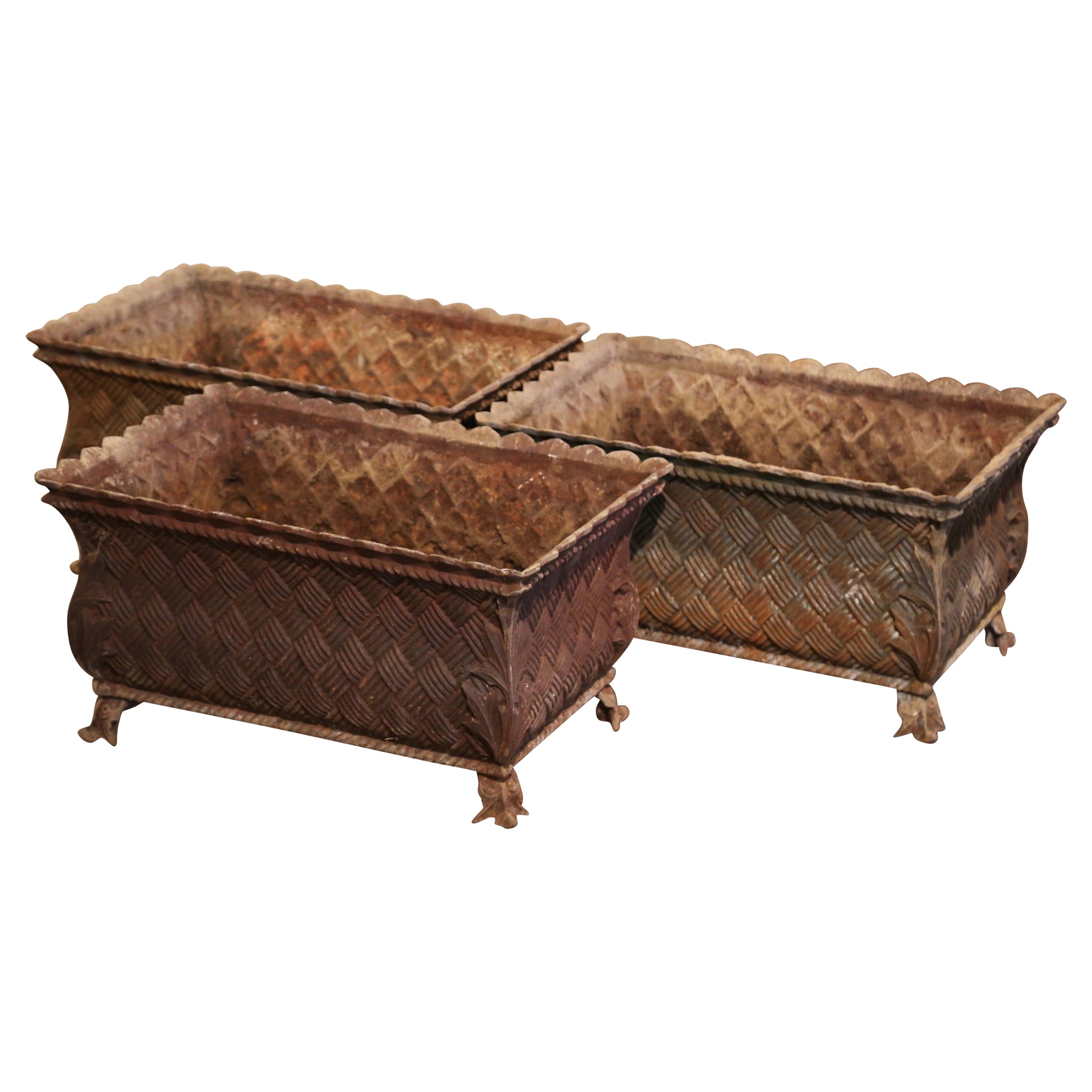 Pair of 19th Century French Louis XV Iron Outdoor Planter Boxes