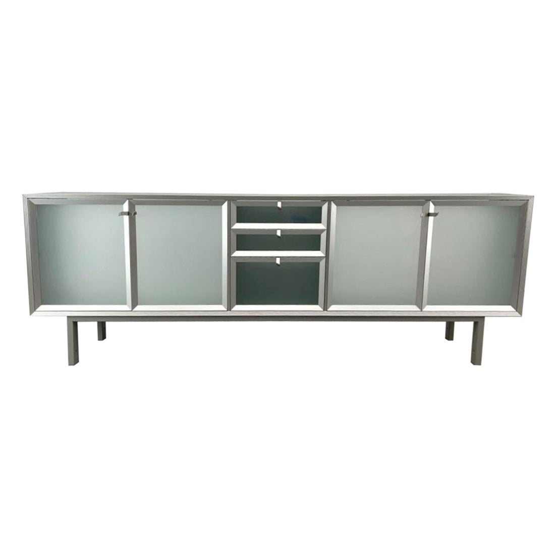 Driade Aleph Frosted Glass Aluminum Credenza by Antonia Astori