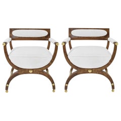 Sedie da regista o Savonarola in Wood Wood con accenti in ottone di Widdicomb
