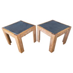 Cerused Oak and Slate Tables