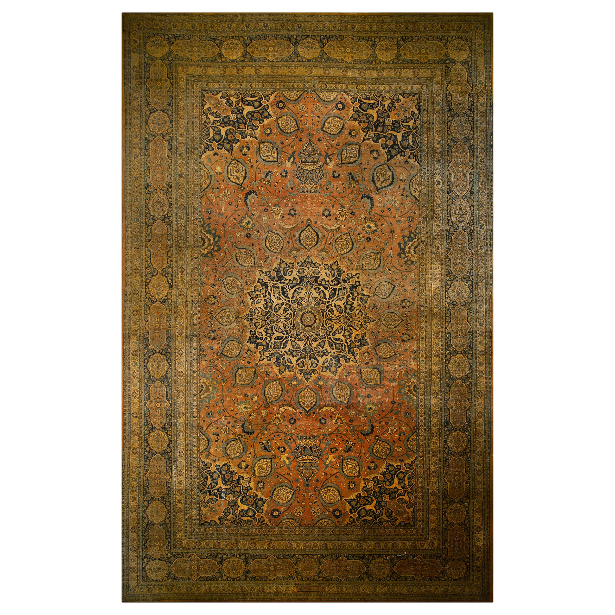 Late 19th Century Persian Tabriz Haji Jalili Carpet (14'4" x 22'7" - 437 x 688 )