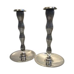 F. Hingelberg Sterling Silver Candlesticks Designed by Svend Weihrauch