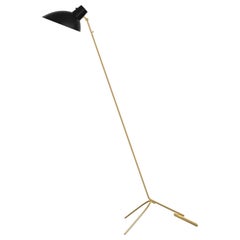 VV Cinquanta Black and Brass Floor Lamp Designed by Vittoriano Viganò for Astep