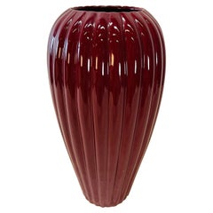 1970s Tall Ceramic Ribbed Vase