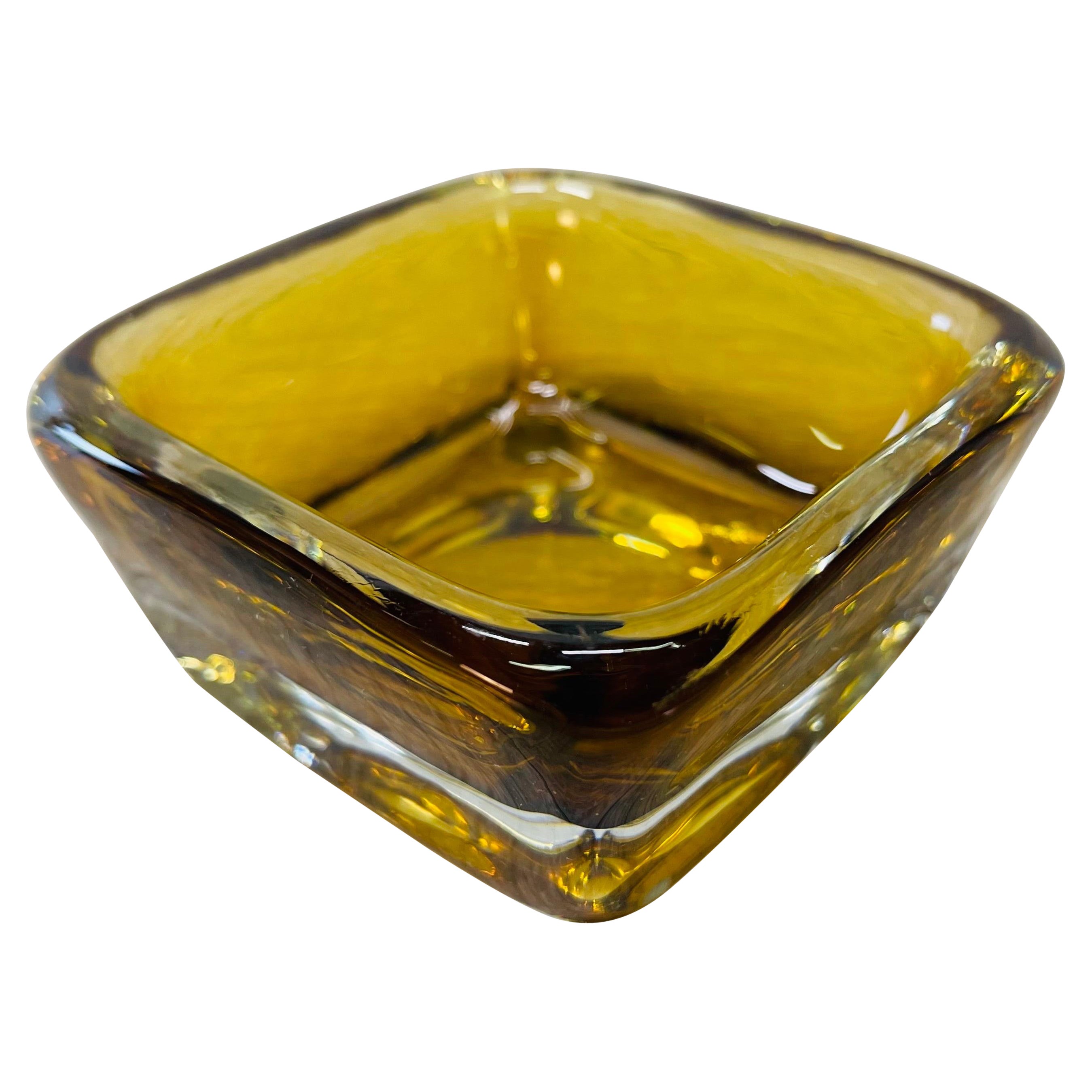 1960s Kosta Boda Square Glass Ashtray