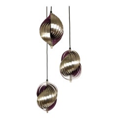 Metal Pendant by Henri Mathieu in Silver and Purple, 1970s