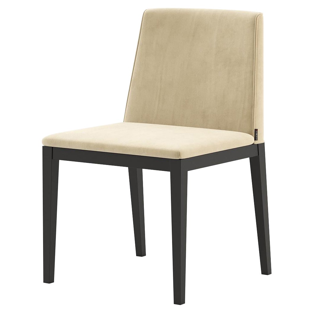 Contemporary Portuguese chair with wooden base and customizable fabric
