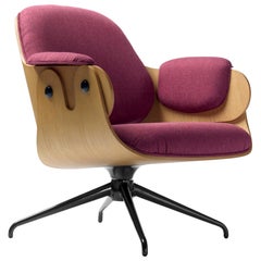 Jaime Hayon, Contemporary, Oak, Fuchsia Upholstery Low Lounger Armchair