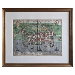 Antique Map of the City of Visby 'Sweden' by F. Hogenberg, 1598
