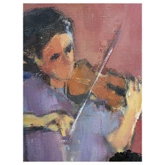 Leroy, French Contemporary Modernist Painting, Lady Playing Violin