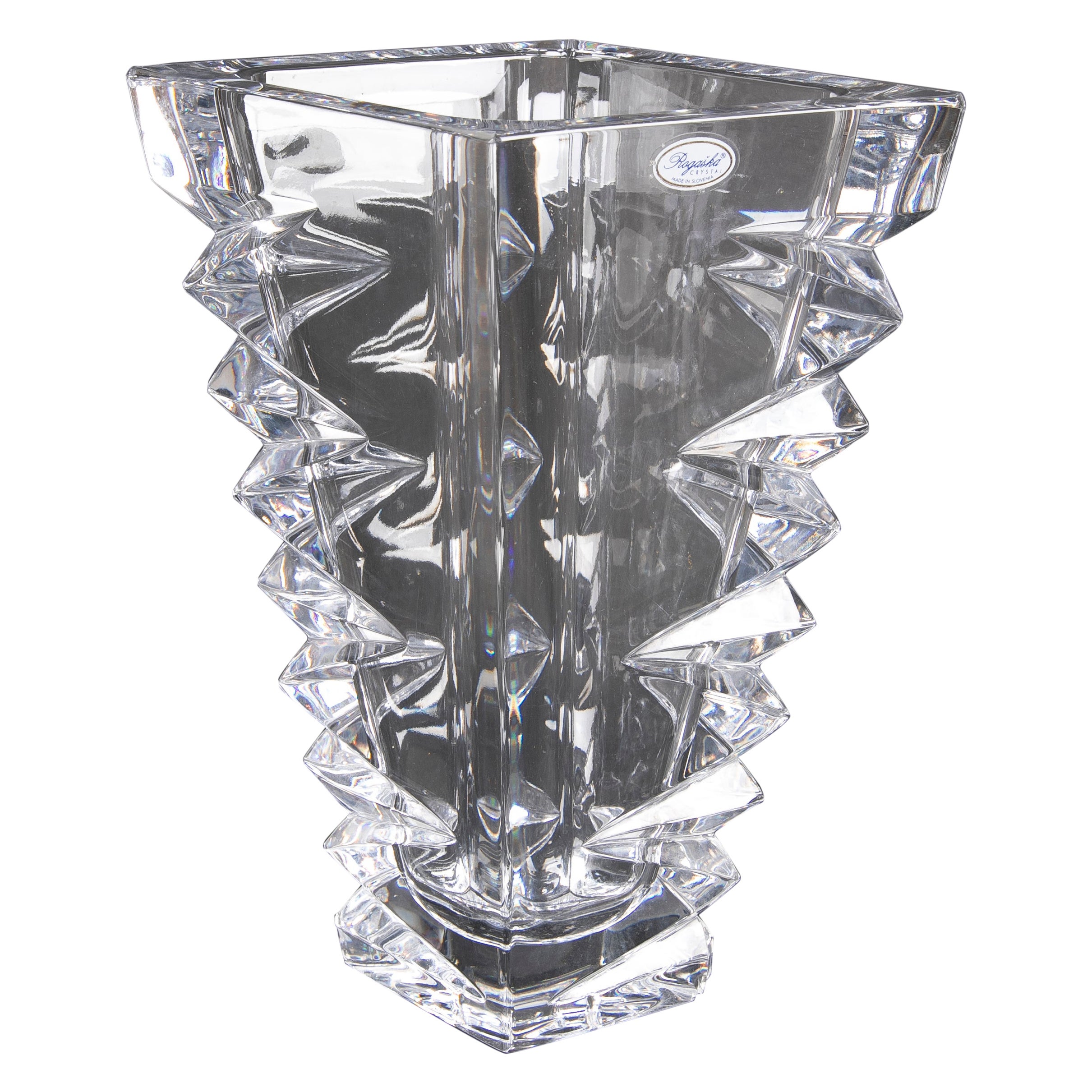 Handgefertigte Vase aus massivem Kristall im Angebot