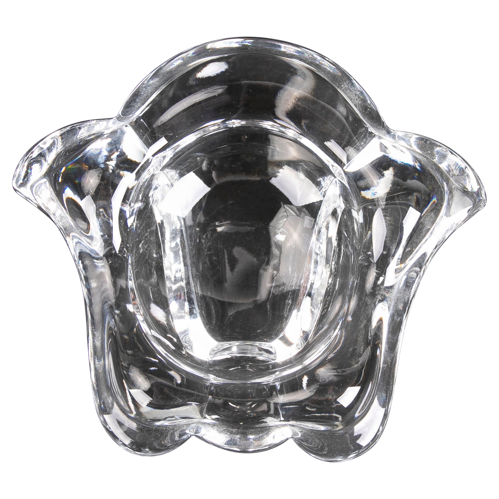 Cendrier en cristal massif en forme de fleur en vente