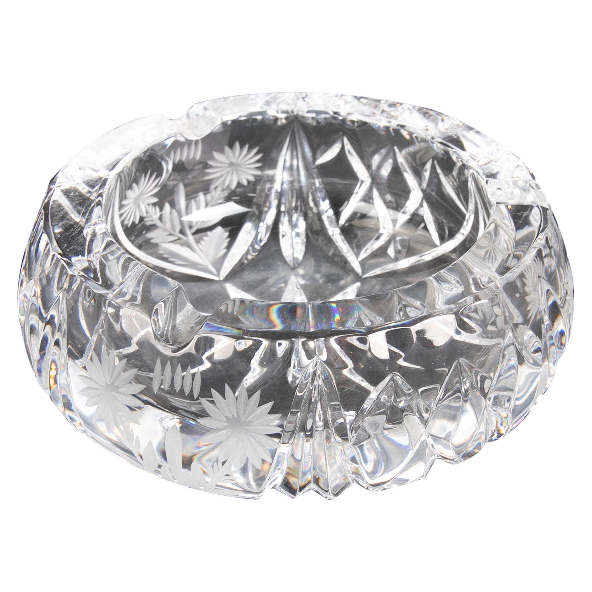 Solid Ashtray Made of Hand-Carved Crystal For Sale