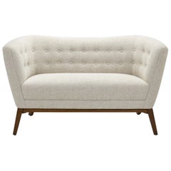 Vintage Danish Upholstered Two-Seater Sofa with Beech Legs, Denmark ca 1950s
