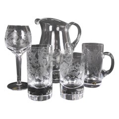 Used Glassware Composed of Seventy-Two Pieces of Cut Bohemian Crystal