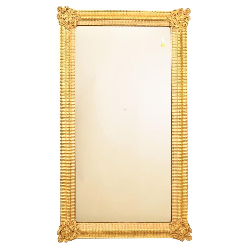 Copper and Silver Leaf Round Mirror with Foliate and Putti Detail at