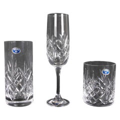 Used Glassware Composed of Thirty-Two Pieces of Cut Bohemian Crystal